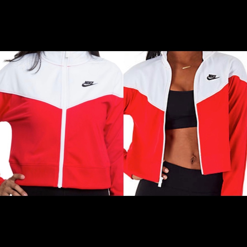 Red Nike Cropped Track Jacket